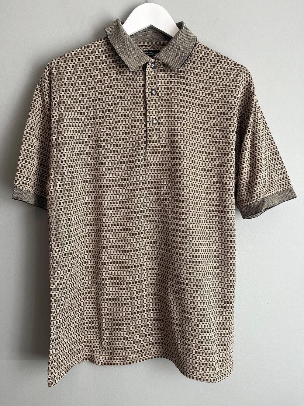 Croft & Barrow Men's M Preppy Geometric Print Polo Shirt 100% Cotton Mercerized